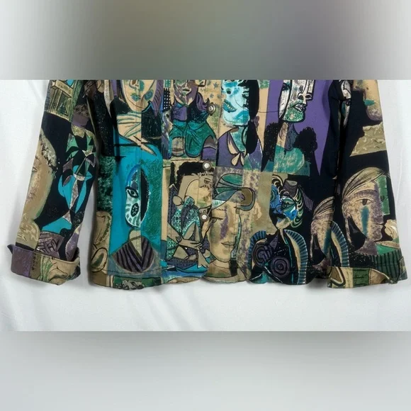 Mirror Image Vintage Denim Jacket W/Colorful Abstract Art.  Size Medium.  EUC. - Picture 6 of 11